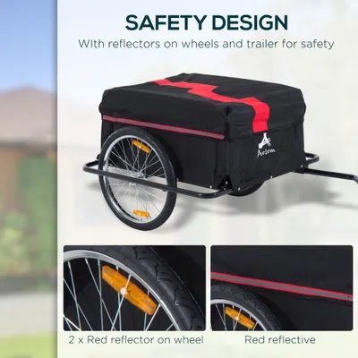 Bicycle Cargo Trailer, Two-Wheel Bike Luggage Wagon Trailer with Removable Cover, Wheel 20", Red