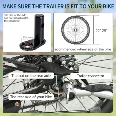 Bicycle Cargo Trailer, Two-Wheel Bike Luggage Wagon Trailer with Removable Cover, Wheel 20", Red