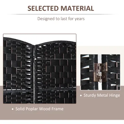 Room Divider 3 Panel, 6FT Tall Folding Privacy Screen, Freestanding Hand-Woven Partition for Room Separation with 360° Hinges, Paper Rope Diamond Weave, Black