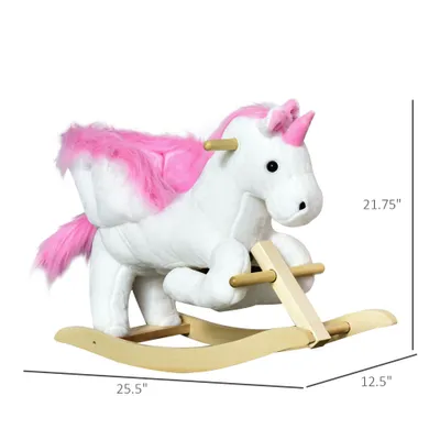 Unicorn Baby Rocking Horse Toy for Kids with Lullaby Song, Plush Ride on Horse with Heavy-Duty