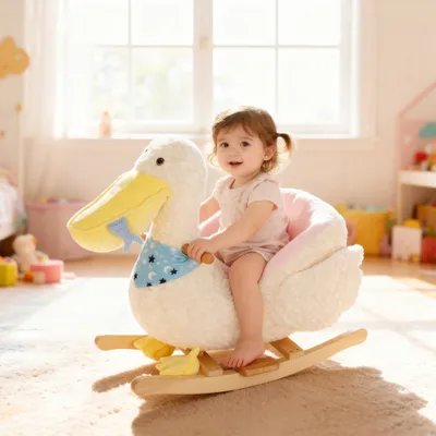 Baby Rocking Horse, Kids Ride on Pelican Rocking Horse for Toddlers 18–36 Months with Realistic