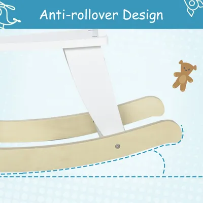 Wooden Rocking Horse Toddler Baby Ride-on Toys for Kids 1-3 Years with Classic Design & Solid Workmanship, White