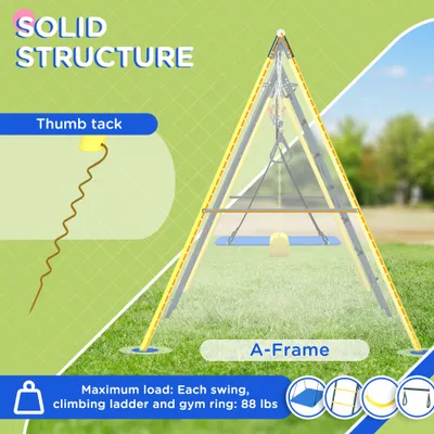 Metal Swing Set for Backyard 5 in 1 Design Holds up to 440 lbs. for Ages 3-8, Yellow