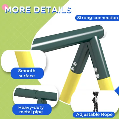 Metal Swing Set for Backyard 5 in 1 Design Holds up to 440 lbs. for Ages 3-8, Yellow