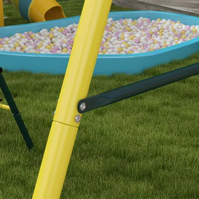 Metal Swing Set for Backyard 5 in 1 Design Holds up to 440 lbs. for Ages 3-8, Yellow