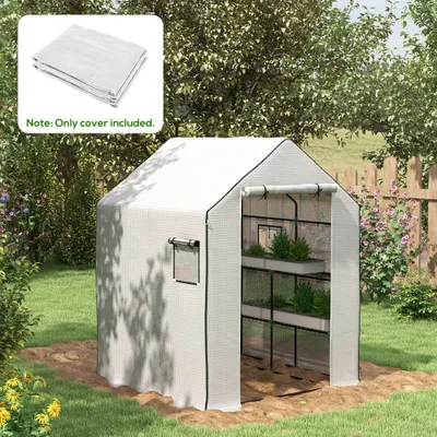 01-0472 Replacement Cover, 55" x 56.25" x 74.75" Walk-in Greenhouse Cover Reinforced Anti-Tear PE Hot House Cover, White