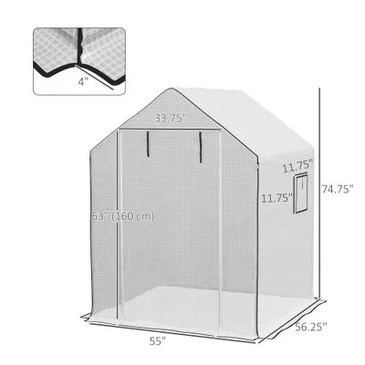 01-0472 Replacement Cover, 55" x 56.25" x 74.75" Walk-in Greenhouse Cover Reinforced Anti-Tear PE Hot House Cover, White