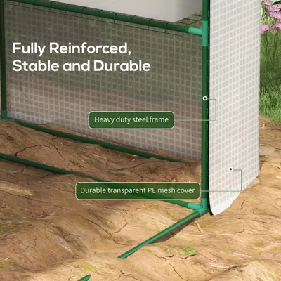 Outdoor Walk-in Greenhouse with Roll-up Zipper Door, 18 Shelves, PE Cover, 95.25" x 70.75" x 82.75", White