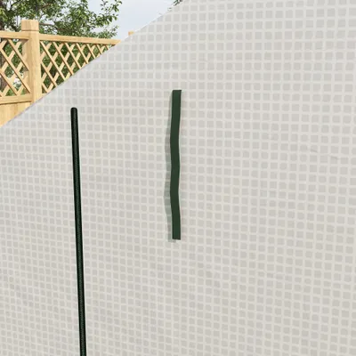 Outdoor Walk-in Greenhouse with Roll-up Zipper Door, 18 Shelves, PE Cover, 95.25" x 70.75" x 82.75", White
