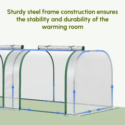 9.7 L x 3 W x 2.5 H Portable Tunneled Greenhouse with 3 Zippered Doors, Water/UV Fighting PVC Cover