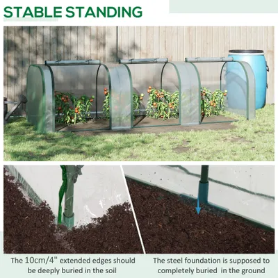 9.7 L x 3 W x 2.5 H Portable Tunneled Greenhouse with 3 Zippered Doors, Water/UV Fighting PVC Cover