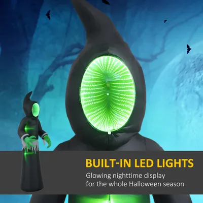 شبح قابل للنفخ على شكل مرآة للهالوين بطول 8 أقدام، شاشة عرض LED قابلة للنفخ للحديقة الداخلية والخارجية