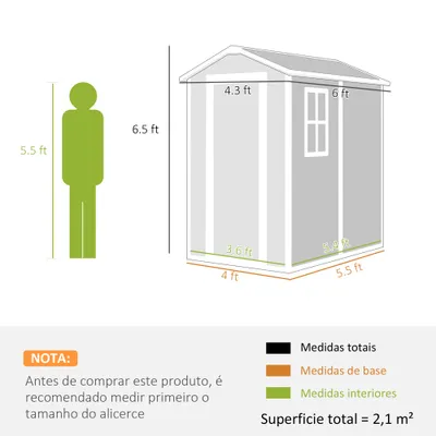 6 x 4 Outdoor Storage Shed, Plastic Shed with Floor, Window, Lockable Door and Vents for Outdoor Patio Storage, Gray