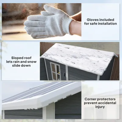 6 x 4 Outdoor Storage Shed, Plastic Shed with Floor, Window, Lockable Door and Vents for Outdoor Patio Storage, Gray