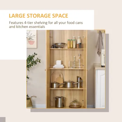 67" Pinewood Kitchen Pantry Storage Cabinet, Freestanding Cabinets with Doors and Shelves, Dining Room