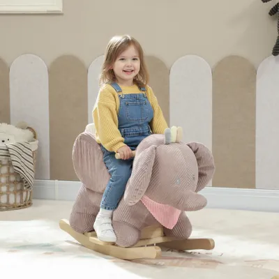 Baby Rocking Horse with Seat, Kids Ride On Toy with Realistic Elephant Sound and Safety Belt