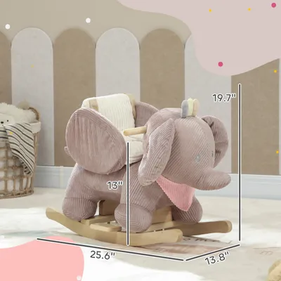 Baby Rocking Horse with Seat, Kids Ride On Toy with Realistic Elephant Sound and Safety Belt