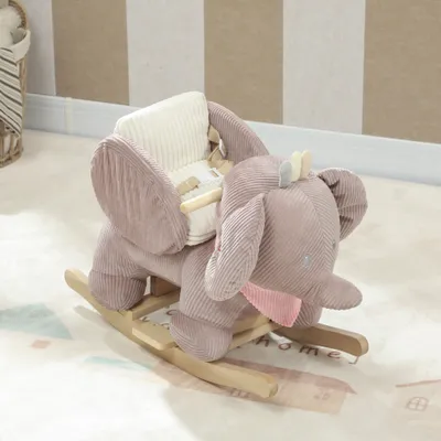 Baby Rocking Horse with Seat, Kids Ride On Toy with Realistic Elephant Sound and Safety Belt