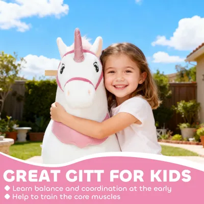 Ride on Unicorn Toy for Kids 4-7 Years, 37.8 Inch Plush Baby Rocking Horse with Wheels,