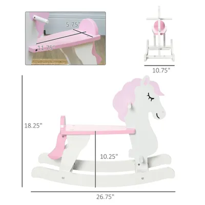 Little Wooden Rocking Horse Toy for Kids Imaginative Play, Childrens Small Baby Rocking Horse Ride