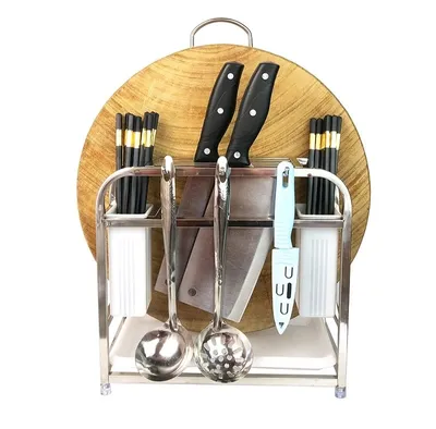 Stainless Steel Square Tube Knife Holder Knife Holder Cutting Board Rack Cutting Board Rack Kitchen Multi-Function Storage Racks Chopstick Holder
