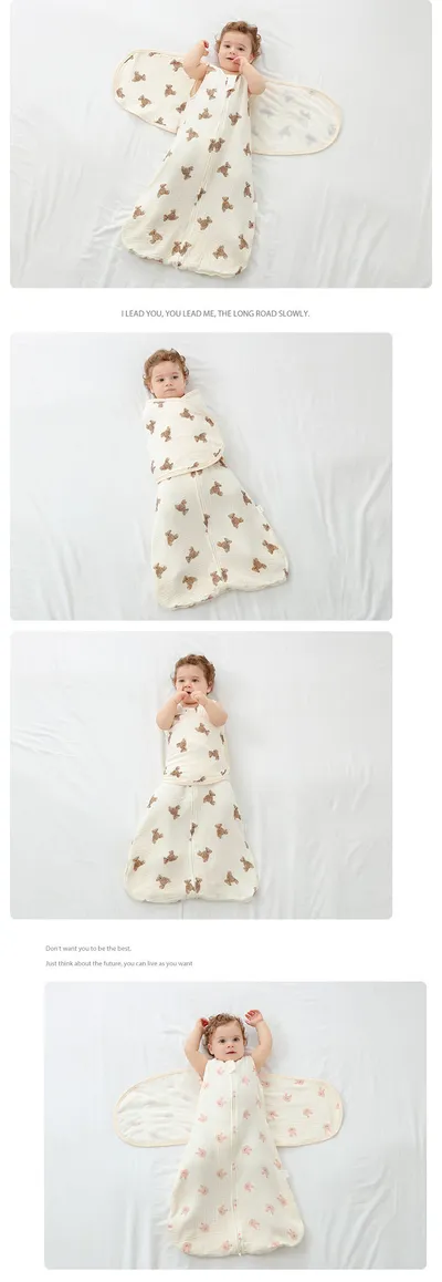 Baby Sleeping Bag Vest Cotton Gauze 4 Layers Bellyband Anti-startle Gro-bag