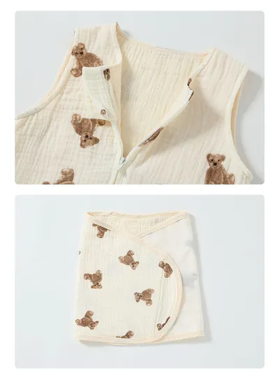 Baby Sleeping Bag Vest Cotton Gauze 4 Layers Bellyband Anti-startle Gro-bag