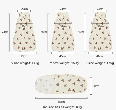 Baby Sleeping Bag Vest Cotton Gauze 4 Layers Bellyband Anti-startle Gro-bag