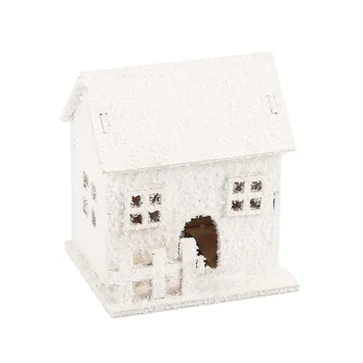 Christmas Wooden Craftwork Snowflake Small House Lighting Ornaments