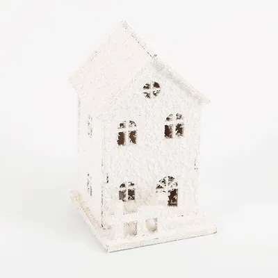 Christmas Wooden Craftwork Snowflake Small House Lighting Ornaments