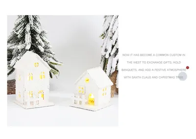 Christmas Wooden Craftwork Snowflake Small House Lighting Ornaments
