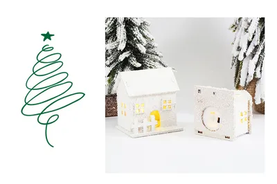 Christmas Wooden Craftwork Snowflake Small House Lighting Ornaments
