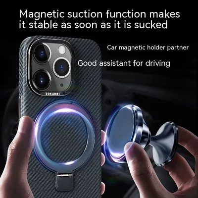 Carbon Fiber Magnetic Bracket Phone Case
