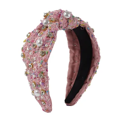Vintage Fabric Rhinestone Pearl Headband