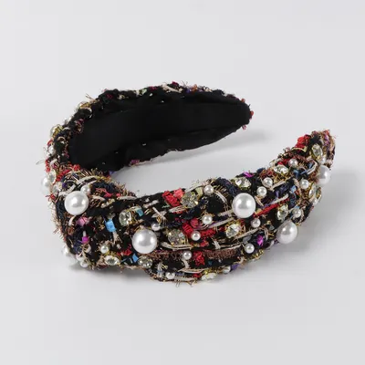 Vintage Fabric Rhinestone Pearl Headband