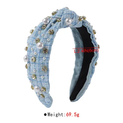 Vintage Fabric Rhinestone Pearl Headband