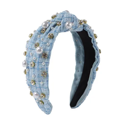 Vintage Fabric Rhinestone Pearl Headband