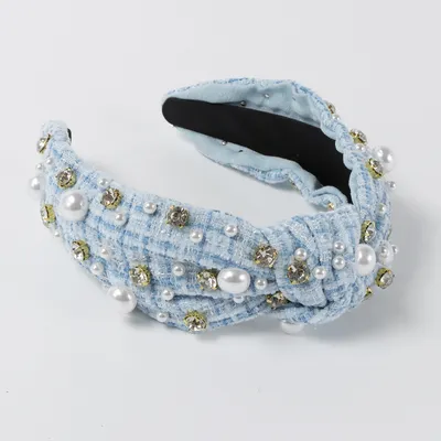 Vintage Fabric Rhinestone Pearl Headband