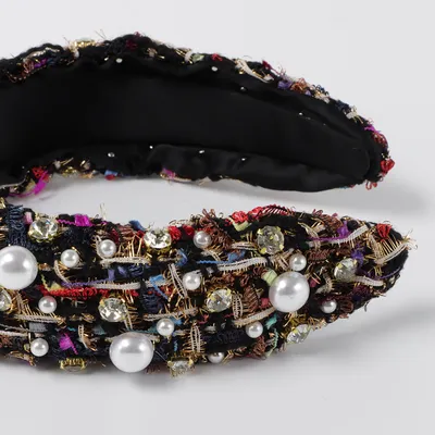 Vintage Fabric Rhinestone Pearl Headband