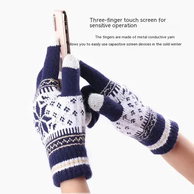 Winter Warm Fleece-lined Thick Cycling Outdoor Knitted Gloves