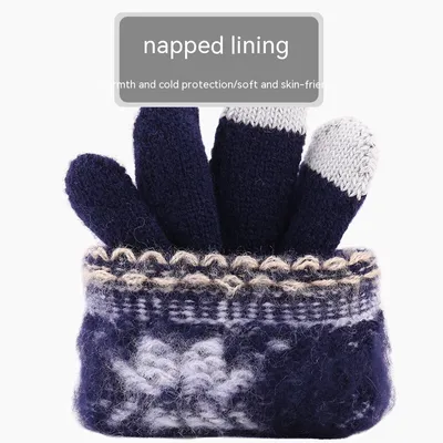 Winter Warm Fleece-lined Thick Cycling Outdoor Knitted Gloves