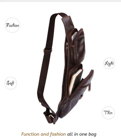 Leather Men's Chest Bag First Layer Cowhide Casual Satchel