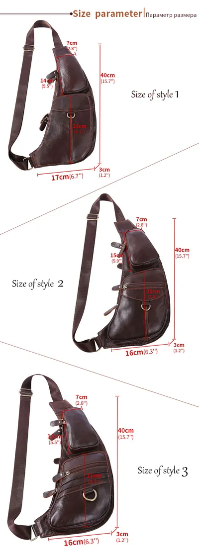 Leather Men's Chest Bag First Layer Cowhide Casual Satchel