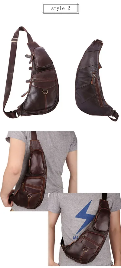 Leather Men's Chest Bag First Layer Cowhide Casual Satchel