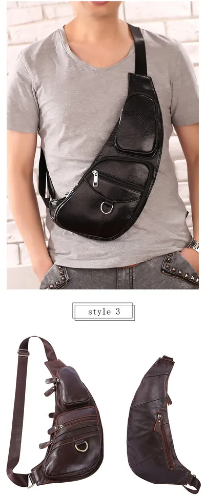 Leather Men's Chest Bag First Layer Cowhide Casual Satchel