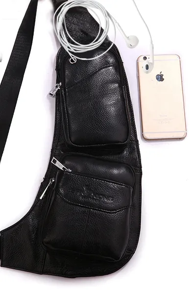 Leather Men's Chest Bag First Layer Cowhide Casual Satchel