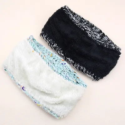 European And American Plus Velvet Knitted Hair Band Wool Color Dot Yarn Headband