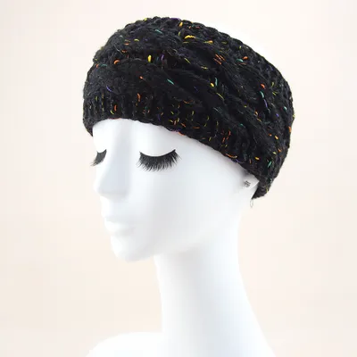 European And American Plus Velvet Knitted Hair Band Wool Color Dot Yarn Headband
