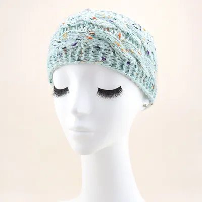 European And American Plus Velvet Knitted Hair Band Wool Color Dot Yarn Headband
