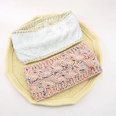 European And American Plus Velvet Knitted Hair Band Wool Color Dot Yarn Headband
